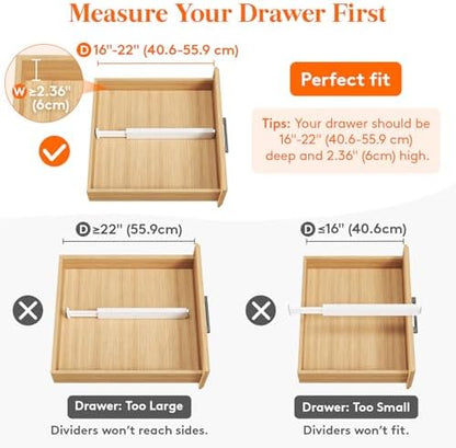 Lifewit 2.36" Upgrade Kitchen Drawer Dividers, Adjustable Drawer Organizer