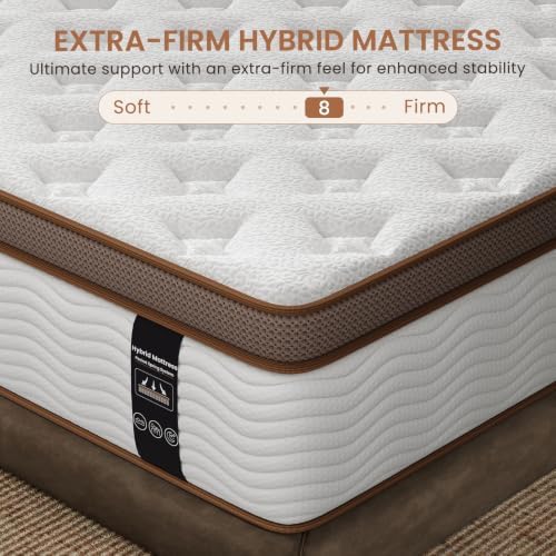 BedStory Extra Firm King Mattress, 13 Inch Hybrid Mattress in Box Cooling