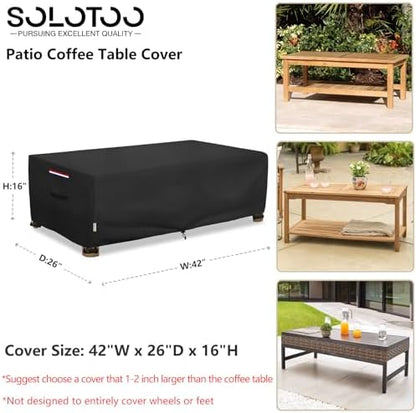 Outdoor Coffee Table Cover Waterproof, 42" W x 26" D x 16" H
