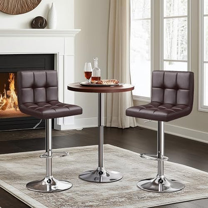 Yaheetech Bar Stools Set of 2 Adjustable Counter Height Barstools Brown