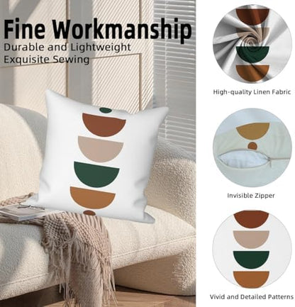 Bohemian Abstract Throw Pillow Covers 26"x26" Set of 4, Boho Minimalist Geometric Leaves Cushion Cover for Sofa Chair Couch Bed Office Garden Patio Farmhouse Indoor Outdoor Decorative