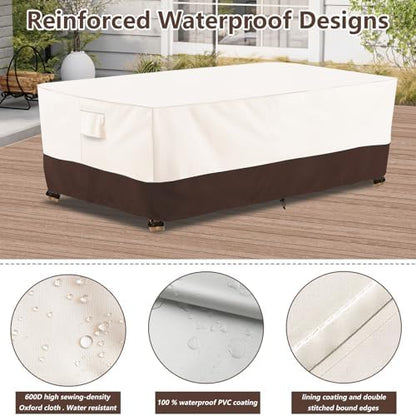 Bitubi Waterproof Patio Coffee Table Cover, Rectangular Outdoor Small Side Table Cover - Fits up to 48L x 28W x 16H inches, Brown