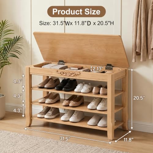 Shoe Storage Bench Shoe Rack Bench with Storage 3 Tier Wooden Shoe Bench
