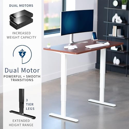 VIVO Electric Dual Motor Standing Desk, 60" x 24" Dark Walnut Top