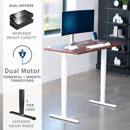VIVO Electric Dual Motor Standing Desk, 60" x 24" Dark Walnut Top