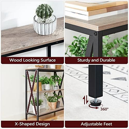 MAHANCRIS 31.5" Sofa Table, Industrial Console Table, 3-Tier Entryway Table