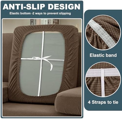 UNBBRRL Seat Cushion Cover and Back Covers for Corner Sofa Stretch Jacquard, Non Slip L Shaped Sofa Slipcover with Storage Ottoman, Sectional Couch Cover for Chaise Lounge (Camel,16 x 63 x 6”)