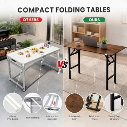 Folding Desk,31.5 Inch No Assembly Folding Computer Desk, Space-Saving Small Desk for Home Office Bedroom Dorm Study, Compact Portable Foldable Laptop Desk