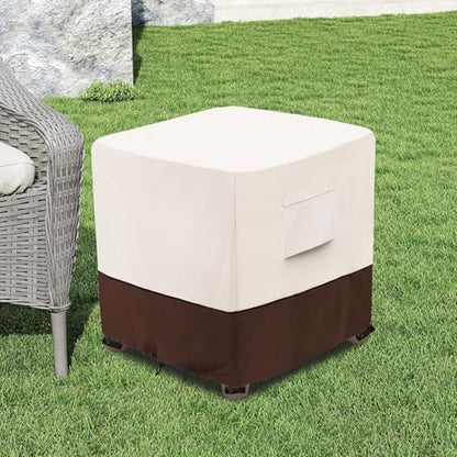 Bitubi Waterproof Patio Ottoman Cover, Heavy Duty Square Outdoor Side Table Furniture Covers Size 32L x 32W x 18H inch (Brown)