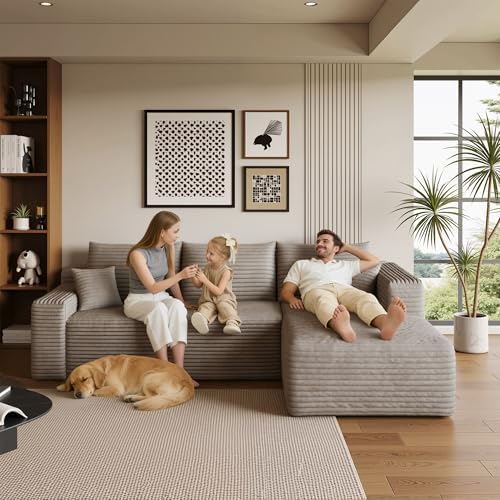 AUGOP Sectional Couches for Living Room Modern Modular Sofa with L-Shape Couchs Upholstered Boneless Couch Deep Seat Sectional Couch with Chaise