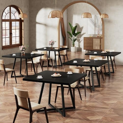 Tribesigns Square Dining Table Set of 4, 31.5" Industrial Dinner Table with Metal Base, Kitchen Table for Dining Room, Small Space, Apartment, Black (Chairs are not Included)