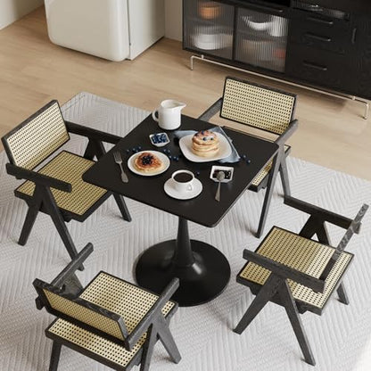 24" Black Tulip Table for Kitchen, Small Square Dining Table for 2 Person