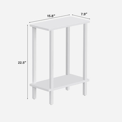 TUTOTAK Small Side Table, Narrow End Table, Set of 2, Skinny Sofa Table, Slim Nightstand, Couch Table, Living Room, Bed Room, White TB01BW0622