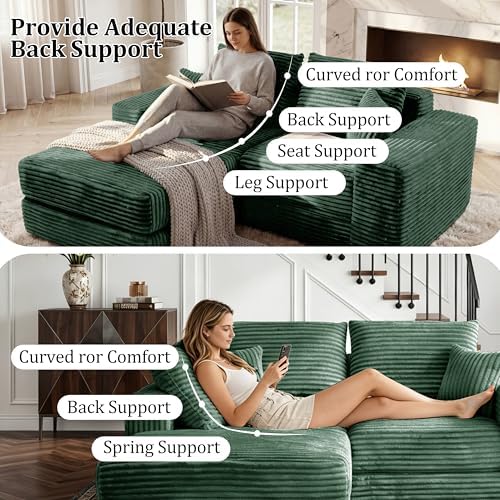 Boneless Couch Comfy Cloud Modular Sectional Sofa with Non Slip Base, Modern L-Shaped Couch with Chaise, Sleeper Sofa for Living Spaces, No Assembly & Deep Seat