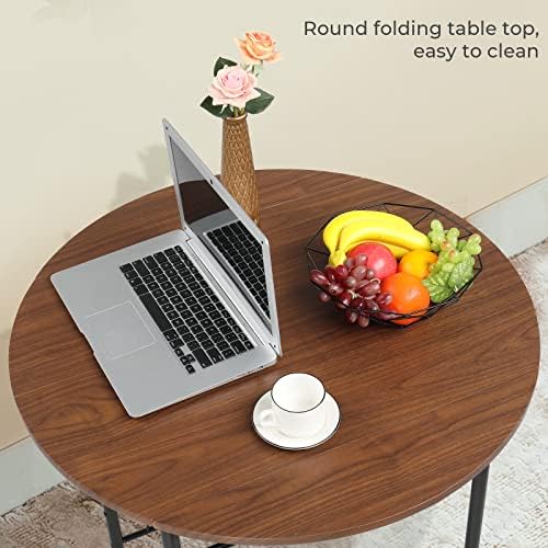 VINGLI 31.5" Drop Leaf Dining Table Set for 2, 3 Pieces Dining Table with Chair for Small Space, Small Kitchen Extendable Folding Dining Table for Dining Room，Home, Apartment, Saving Places, Walnut