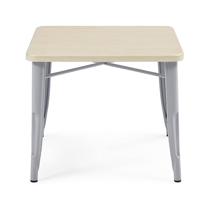 Delta Children Bistro Kids Play Table - Ideal for Arts & Crafts, Snack Time, Homeschooling, Homework & More, Grey Metal/Natural Birch
