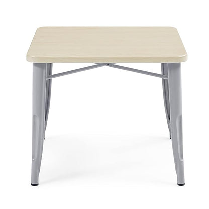 Delta Children Bistro Kids Play Table - Ideal for Arts & Crafts, Snack Time, Homeschooling, Homework & More, Grey Metal/Natural Birch