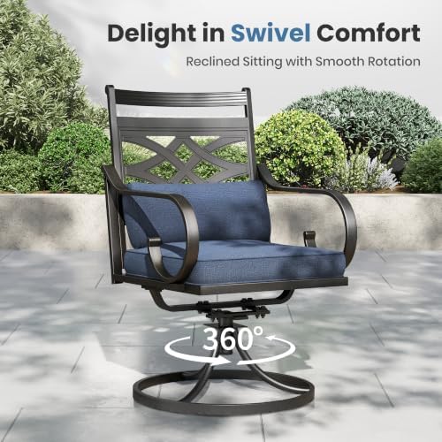 PHI VILLA 7 Pieces Outdoor Dining Set for 6, Swivel Chairs
