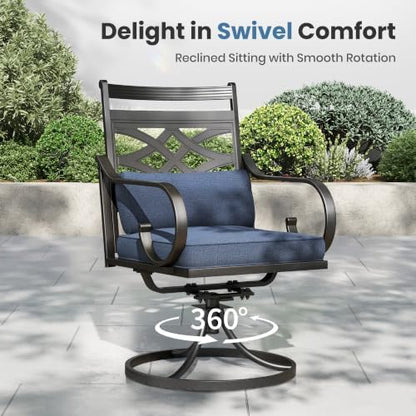 PHI VILLA 7 Pieces Outdoor Dining Set for 6, Swivel Chairs