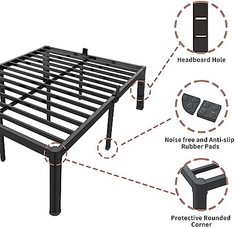 ROIL 18 Inch Queen Bed Frame with Rounded Corner & 4 Mattress Baffles