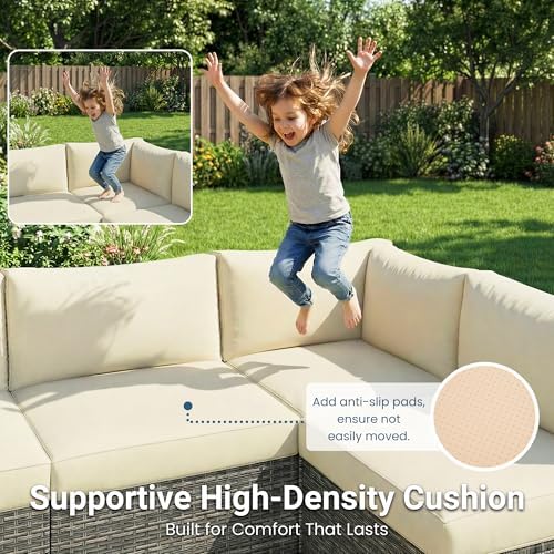 7 Pieces Wicker Patio Furniture Set - Outdoor Sectional for All Weather