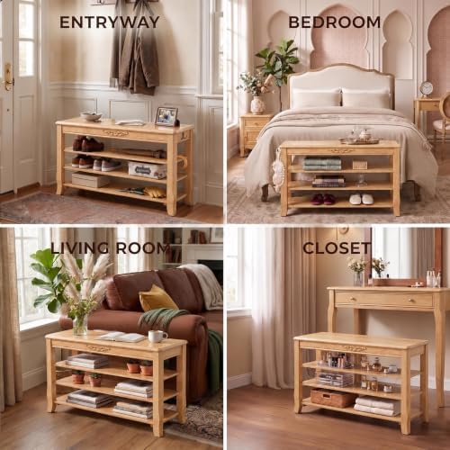 Shoe Storage Bench Shoe Rack Bench with Storage 3 Tier Wooden Shoe Bench