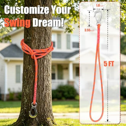 2 Pack Tree Swing Straps Hanging Kit with Stainless Steel Carabiner
