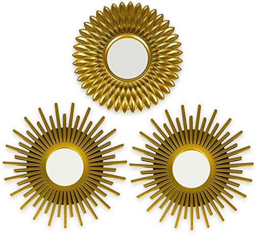 BONNYCO Gold Mirrors for Wall Pack of 3 Pieces Home & Bedroom Decorations