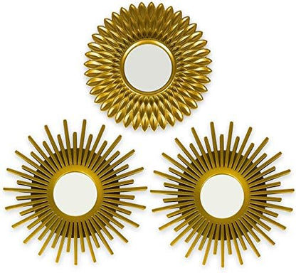 BONNYCO Gold Mirrors for Wall Pack of 3 Pieces Home & Bedroom Decorations