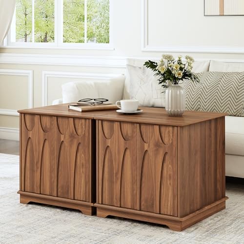 24inch Large Square End Table Set of 2 with Storage