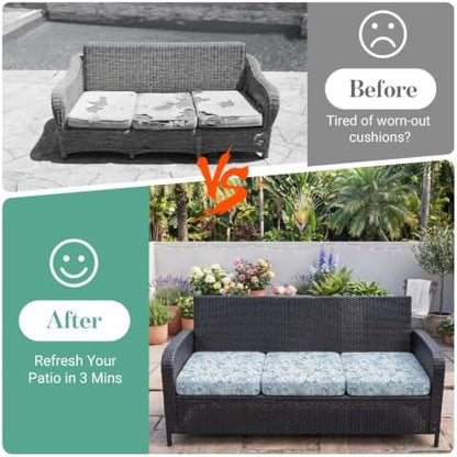3Pcs Patio Cushion Covers Stretch Outdoor Furniture Protector Slipcovers