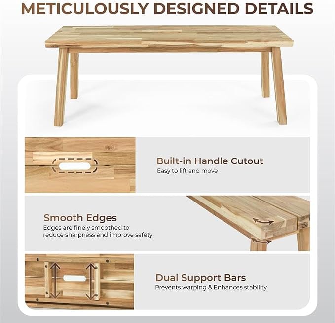 ARROWSTONE Solid Wood Bench for Entryway, Bed Bench, Dining, Plant Stand - Wooden Bench Indoor (47 inches)