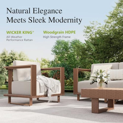 Sophia & William HDPE Patio Furniture Set with 41" Fire Pit, L-Shaped
