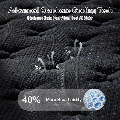 14 Inch Full XL Size Mattress, Upgraded Luxury Hybrid Full XL Mattress In A Box with 7-Zone Support for Cool Night & Pressure Relief, Fiberglass Free, 365 Nights Trial, 10 Years Warranty, Medium Firm