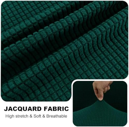 UNBBRRL Seat Cushion Cover and Back Covers for Corner Sofa Stretch Jacquard, Non Slip L Shaped Sofa Slipcover with Storage Ottoman, Sectional Couch Cover for Chaise Lounge (Dark Green,16 x 30 x 6”)
