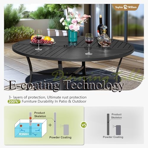 Sophia & William 7-Piece Patio Dining Set, Round Table, PE Wicker Chairs