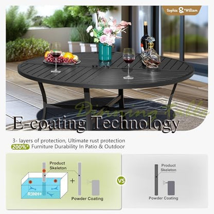 Sophia & William 7-Piece Patio Dining Set, Round Table, PE Wicker Chairs
