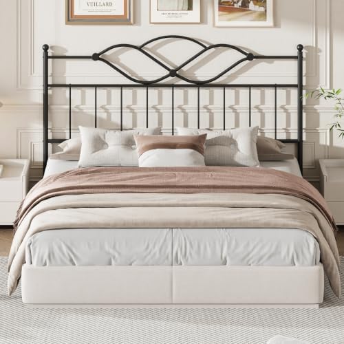 King Size Headboard Only Vintage Platform Headboard for Bed Frame Black