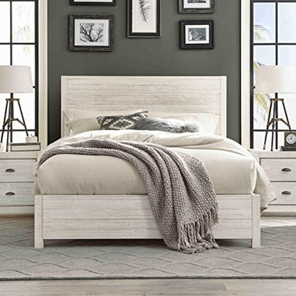 Grain Wood Furniture Montauk Solid Wood Bed, Full Size, Rustic Off-White
