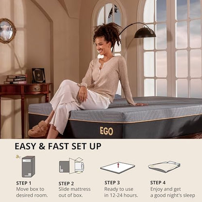 EGOHOME Twin 12 inch Memory Foam Mattress for Back Pain Relief Medium Firm