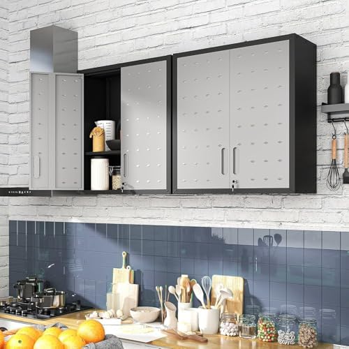 Wall-Mounted Metal Garage Storage Cabinet, Lockable Floating Tool Cabinet