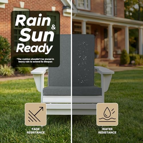 Outdoor Chair Cushions 20x20 Inch, Set of 6, Dark Grey