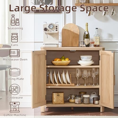 Joaxswe Sideboard Buffet Cabinet with Storage, 31.5" Arc-Shaped Credenza