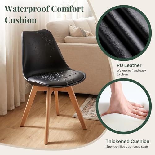 Dining Chairs Set of 8, PU Leather Padded Seat for Living Room