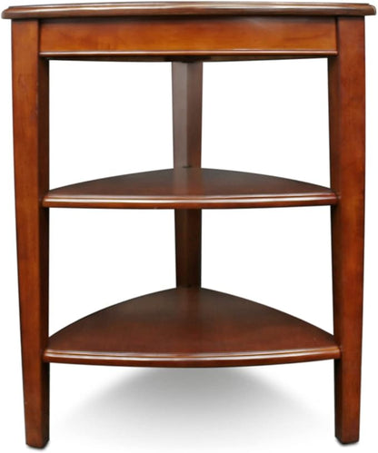 Shield Solid Wood Tiered End Table with Shelves, Glazed Auburn Brown, Perfect for Living Rooms, Bedrooms, and Small Spaces – Leick Home, 9009