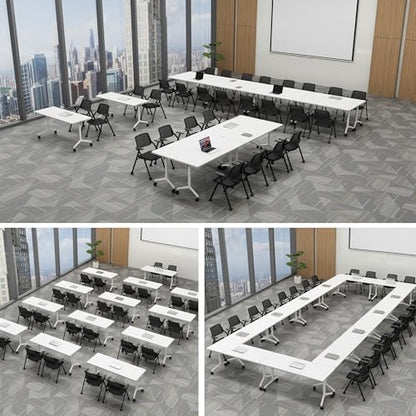 Okeysen Conference Room Table 6 Pack, Modern Folding Training Tables with Flip Top, Mobile Table with Four Locking Wheels, Executive Desk for Meeting Room, Office, Classroom 59.06”x23.62”x29.53”