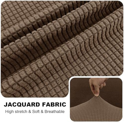 UNBBRRL Seat Cushion Cover and Back Covers for Corner Sofa Stretch Jacquard, Non Slip L Shaped Sofa Slipcover with Storage Ottoman, Sectional Couch Cover for Chaise Lounge (Camel,16 x 16 x 6”)