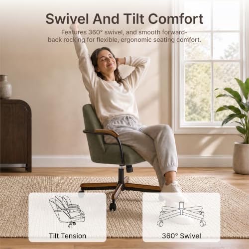 KISLOT Swivel Dining Chairs with Casters, Upholstered Kitchen Chair, 6 PCS