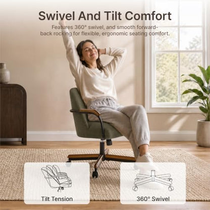 KISLOT Swivel Dining Chairs with Casters, Upholstered Kitchen Chair, 6 PCS
