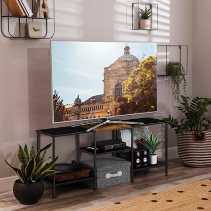 TV Stands for Living Room Black 50 inch TV Stand with Power Outlet